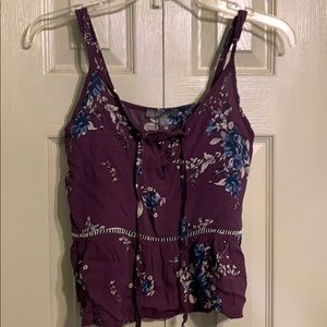 Floral Print Lace Front Tank